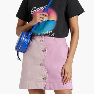 Ganni powder pink high waist mini skirt 100% organic cotton